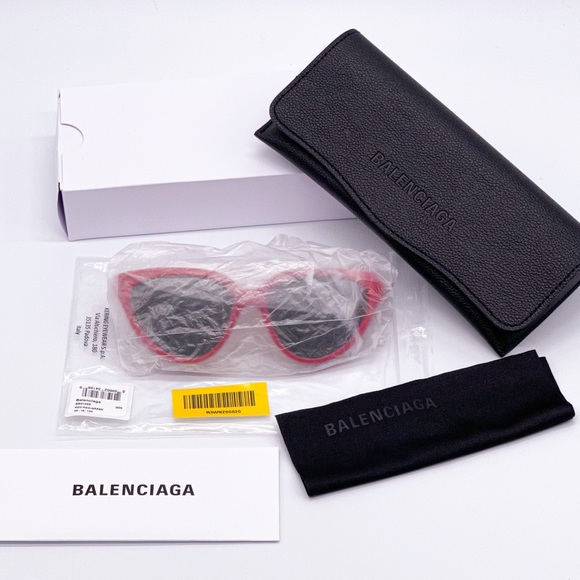 NEW BALENCIAGA BB0149S 004 RED CAT EYE SUNGLASSES - Picture 12 of 12